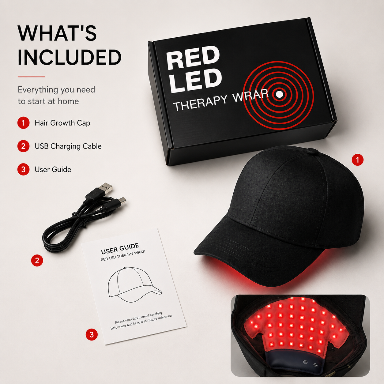 100-Light Red Light Hair Care Cap
