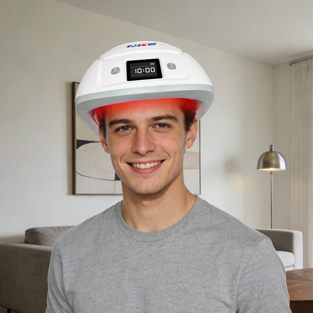 ZJZKTOP 650nm LLLT Laser Hair Growth Helmet, Rechargeable Hands-Free Therapy Cap for Thinning Hair, Volume Boost & Receding Hairline Treatment
