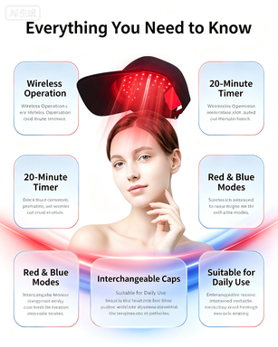 ZJZKTOP Wireless Charging Red & Blue Light Hair Growth Cap – 168-LED Infrared Scalp Care Device