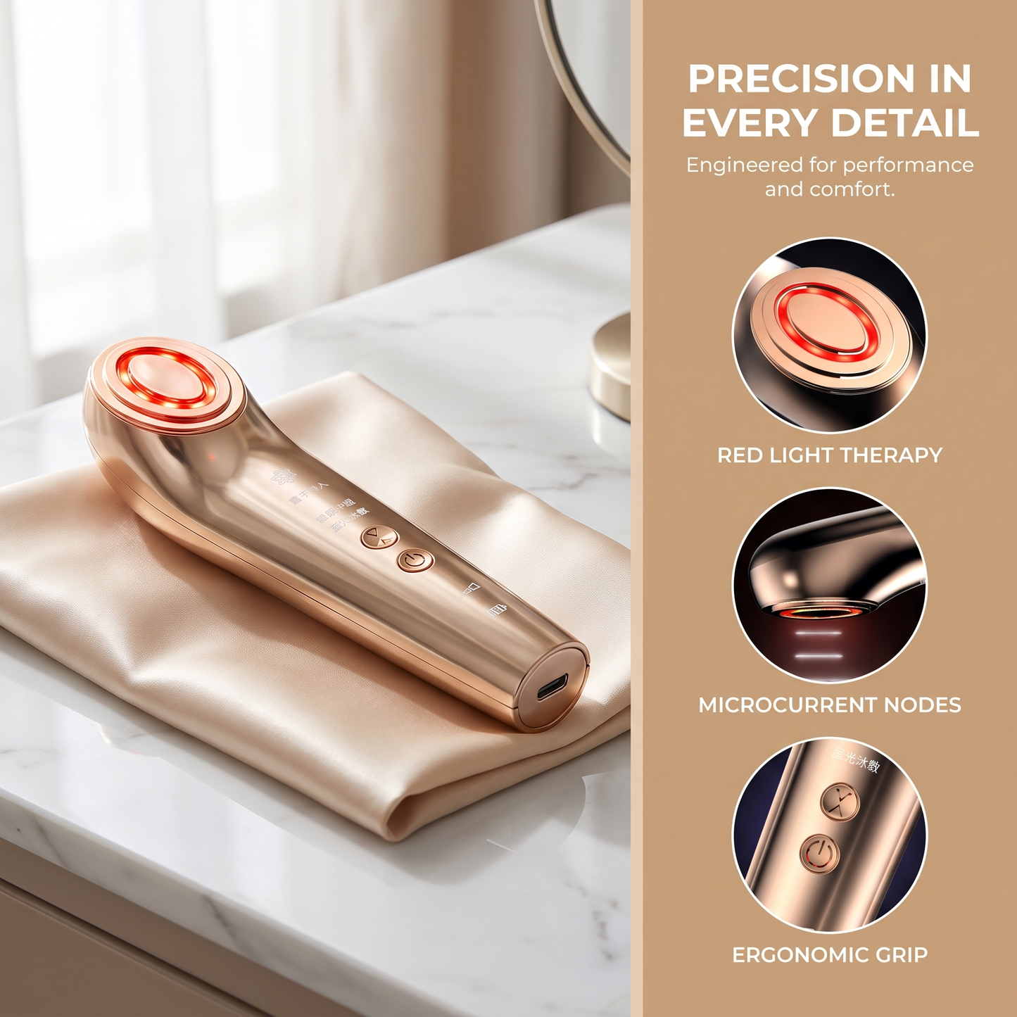 7-in-1 Multi-functional Facial Beauty Device Red Light Skin Rejuvenation EMS Microcurrent Lifting & Deep Cleansing | Achieve a Professional V-Shape Look