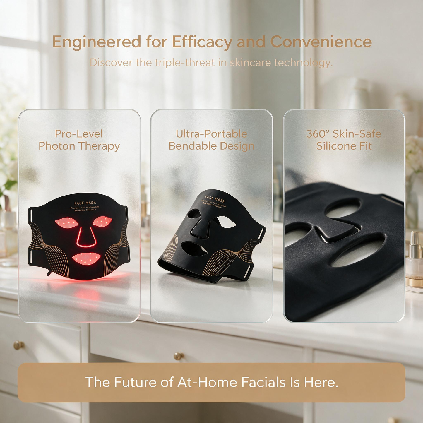 7 Color LED Light Therapy Face Mask 309 LEDs Rechargeable Silicone Photon Mask 3 Levels Red Light Skincare Home Use