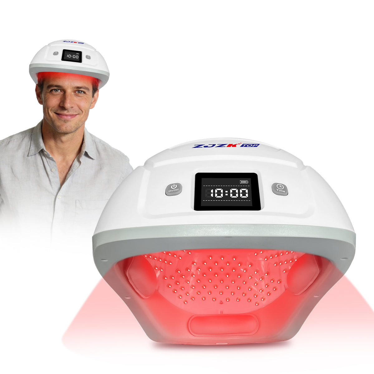 ZJZKTOP 650nm LLLT Laser Hair Growth Helmet, Rechargeable Hands-Free Therapy Cap for Thinning Hair, Volume Boost & Receding Hairline Treatment