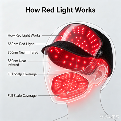 Wired LED Red‑Light Hair Care Cap,100pcs 5050 High‑Bright Chips,660nm+850nm Dual‑Wavelength Scalp Therapy Hat,Home Scalp Treatment Device