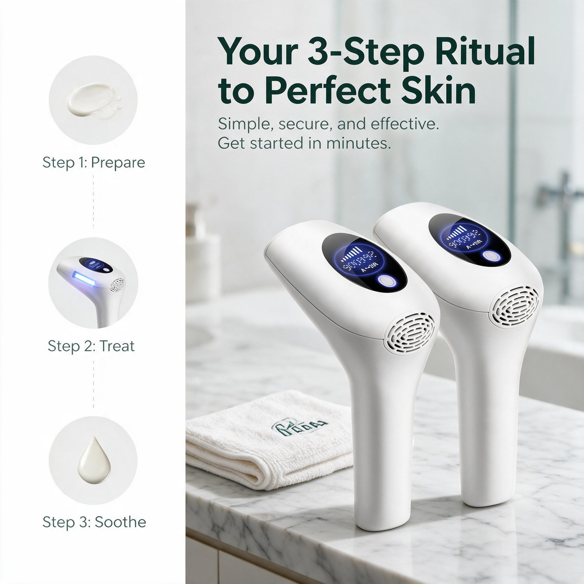 Ice Cool IPL Laser Hair Removal Device at Home White