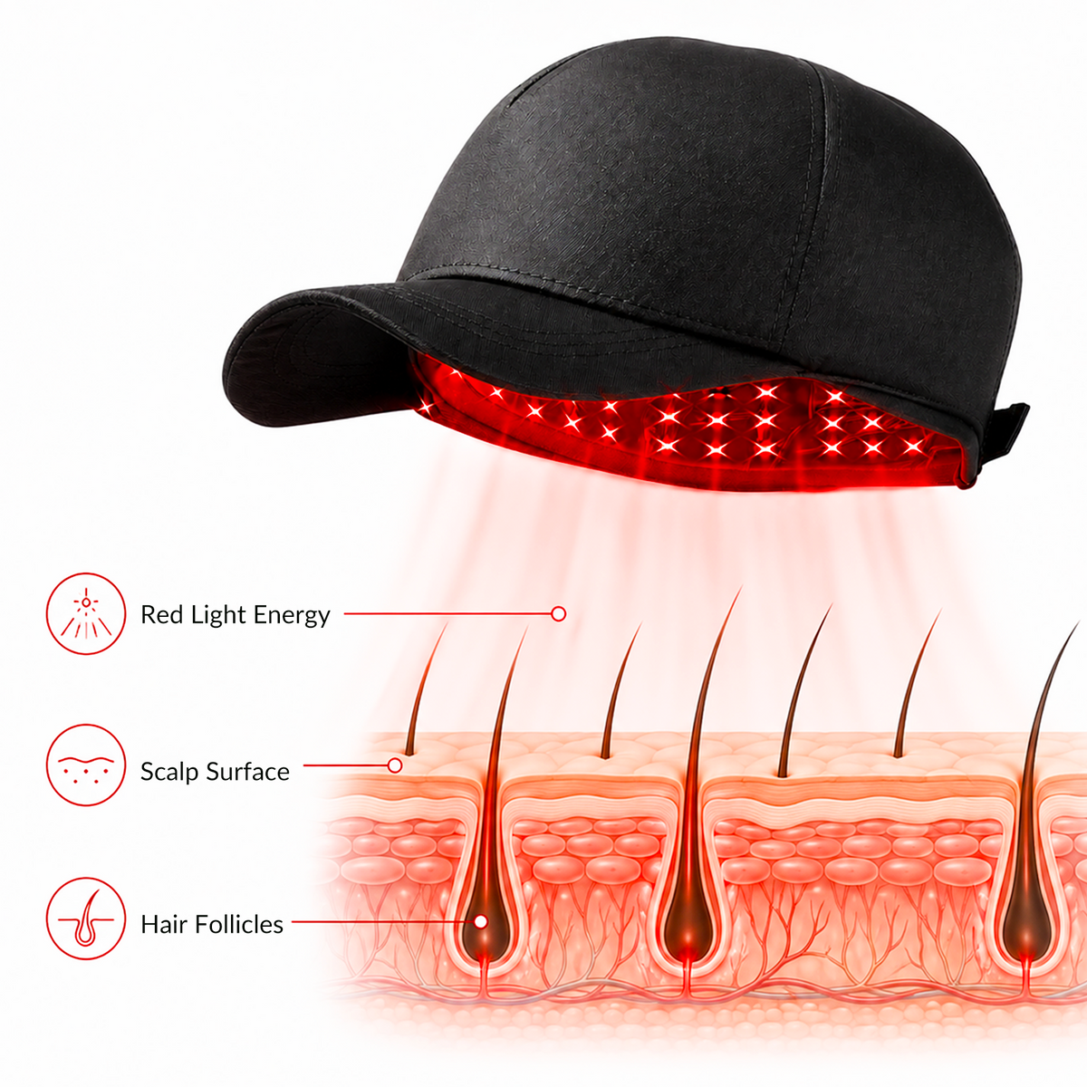 Red Light Hair Growth Cap | Rechargeable Hair Care 56/100/108pcs