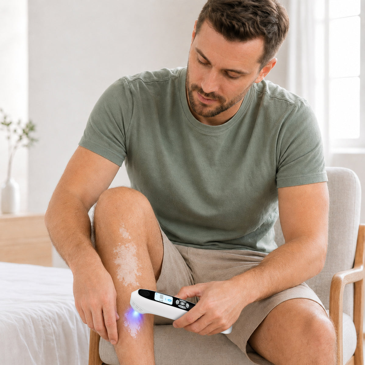 ZJZKTOP 308nm Excimer UVB Light Therapy Device, Handheld Targeted Phototherapy Lamp for Vitiligo, Psoriasis & Eczema, Rechargeable Portable Home Skin Treatment
