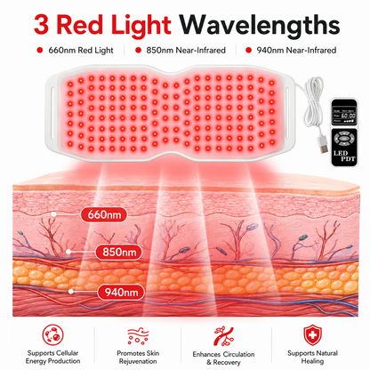 ZJZKTOP Red Light Therapy Belt 660nm 850nm 940nm Silicone Infrared Wrap Pad