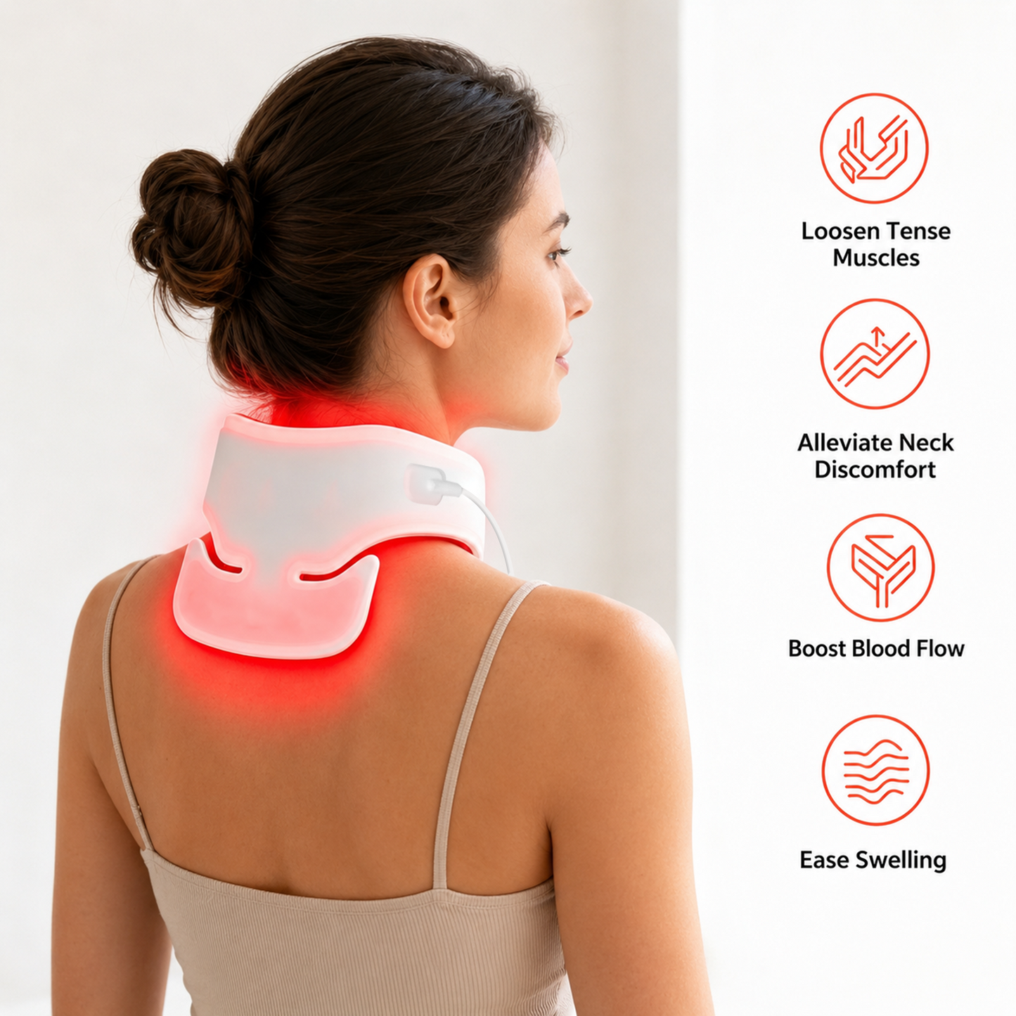 ZJZKTOP Neck Red Light Therapy Device 3-in-1 LED Wrap 660nm 850nm 940nm Near Infrared Light Pad for Neck Muscle Tension