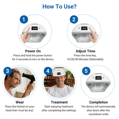 ZJZKTOP 650nm LLLT Laser Hair Growth Helmet, Rechargeable Hands-Free Therapy Cap for Thinning Hair, Volume Boost & Receding Hairline Treatment