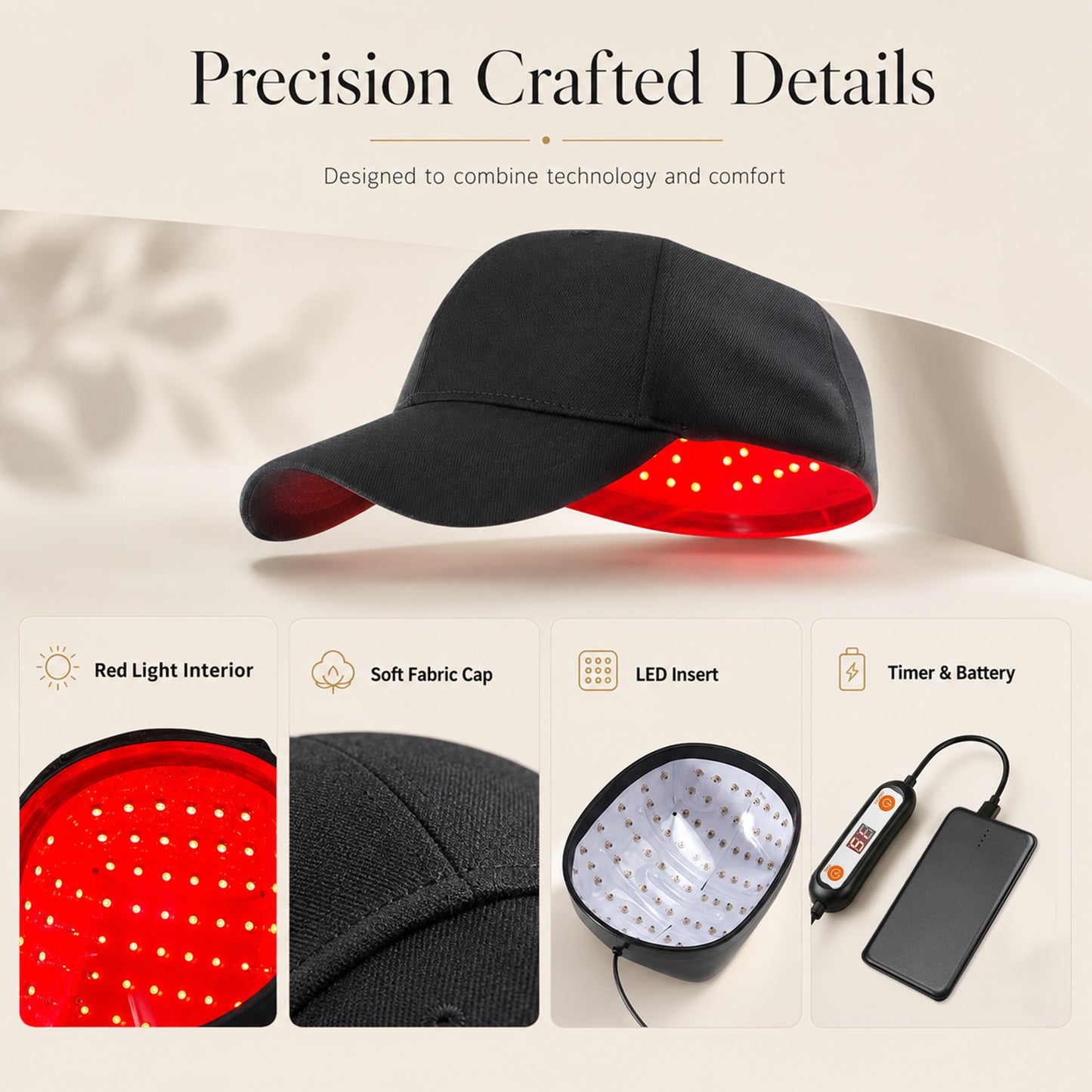 ZJZKTOP Muti-Wavelengths Red Light Therapy Hair Growth Cap