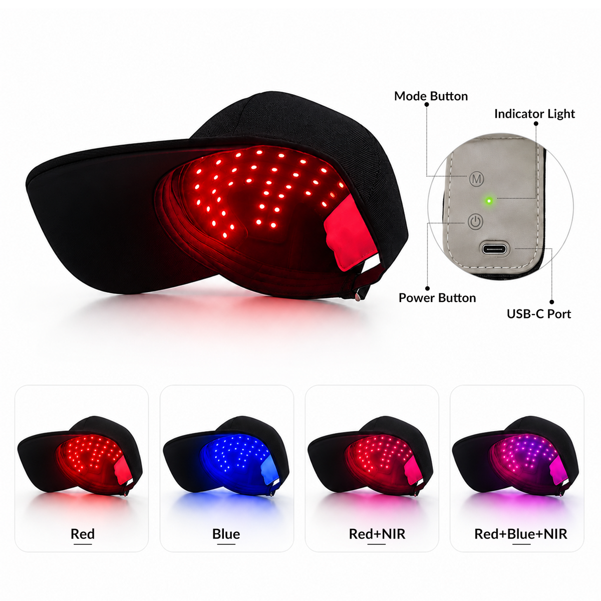 Wireless 168 LED Red & Blue Light Therapy Hair Growth Cap