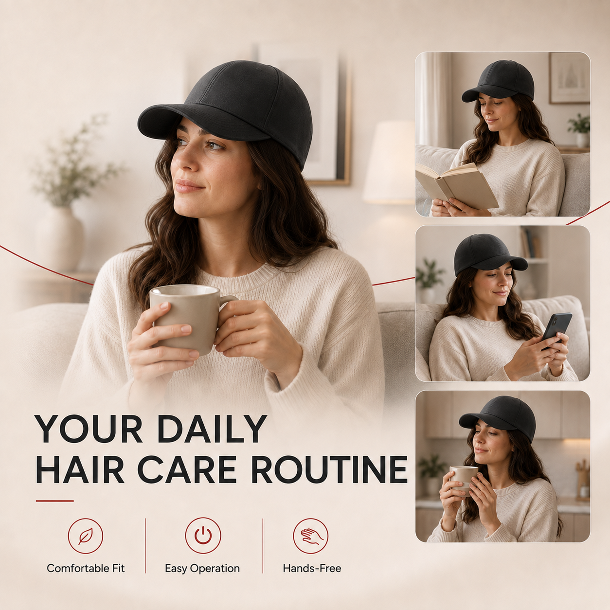Rechargeable 108-LED Red Light Hair Care Cap
