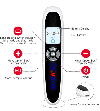ZJZKTOP 308nm Excimer UVB Light Therapy Device, Handheld Targeted Phototherapy Lamp for Vitiligo, Psoriasis & Eczema, Rechargeable Portable Home Skin Treatment