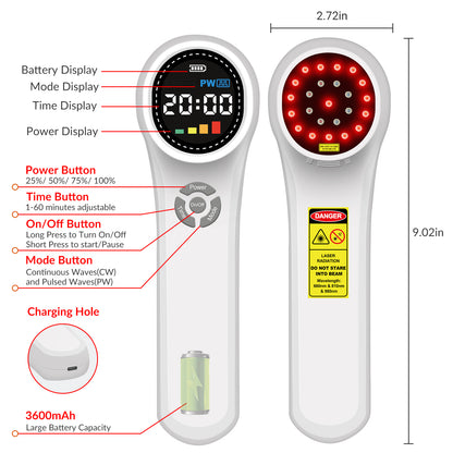 1760mW 980nm 810nm 650nm Cold Laser Pain Relief Device