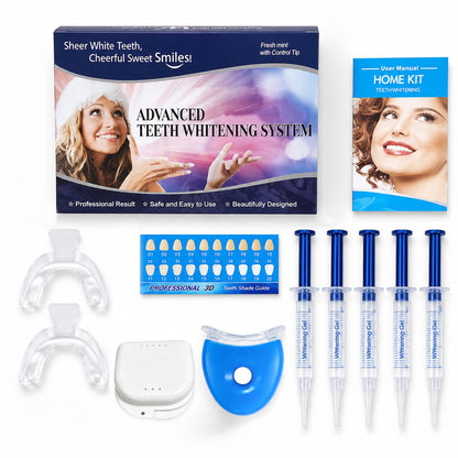 LED Teeth Whitening Home Kit with Gel & Mouth Trays