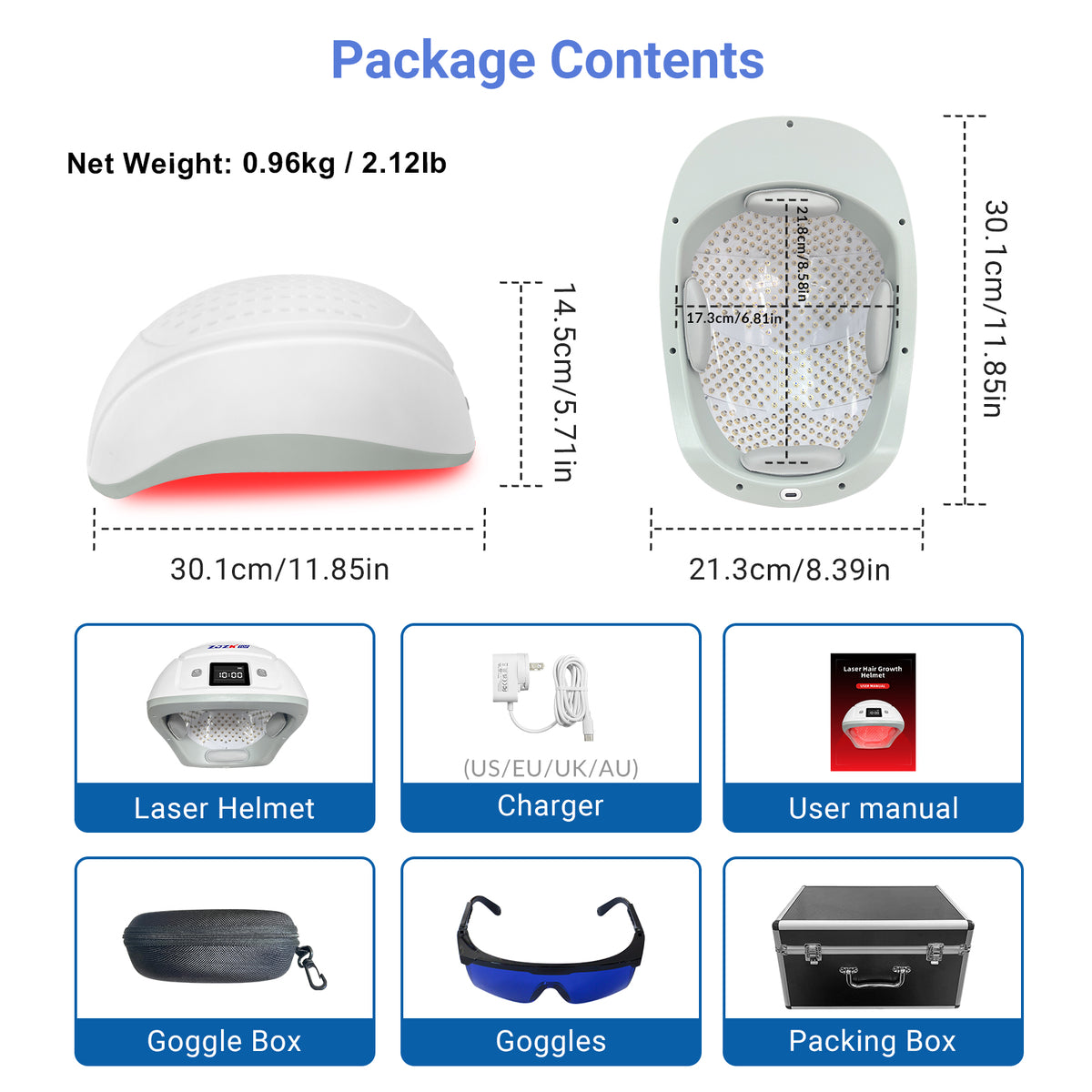 ZJZKTOP 650nm LLLT Laser Hair Growth Helmet, Rechargeable Hands-Free Therapy Cap for Thinning Hair, Volume Boost & Receding Hairline Treatment